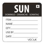Removable Day of the Week Label 49x60mm -Sunday