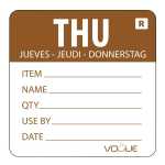 Removable Day of The Week Label 49x60mm - Thursday