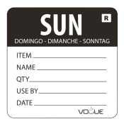 Removable Day of the Week Label 49x60mm -Sunday