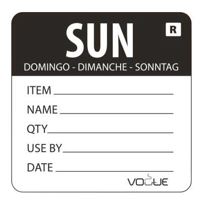 Removable Day of the Week Label 49x60mm -Sunday