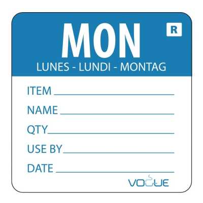 Removable Day Of the Week Label 49x60mm - Monday