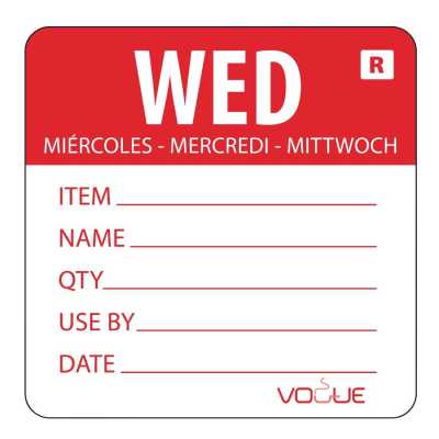 Removable Day of The Week Label 49x60mm - Wednesday