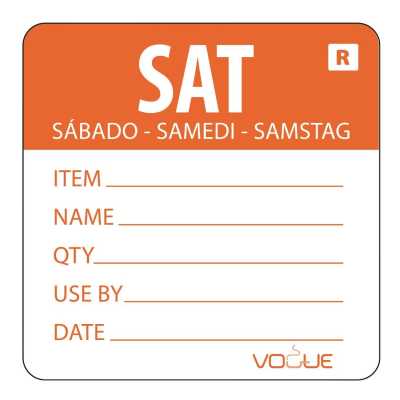 Removable Day of The Week Label 49x60mm - Saturday