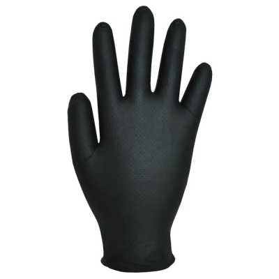 Black Nitrile Grip Gloves Powder Free Large