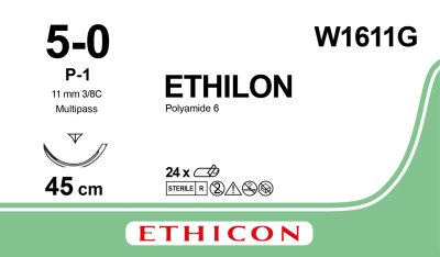Ethilon Nylon Suture 3/8 Circle Reverse W1601T