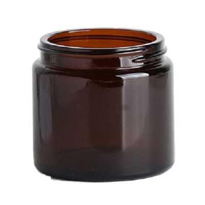 Amber Glass Jars Uncapped